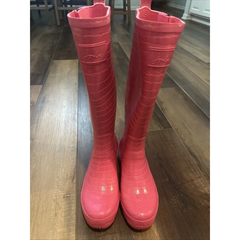 Joules Crockington Ladies Adjustable Welly Rain Boots‎ PINK US SIZE 7